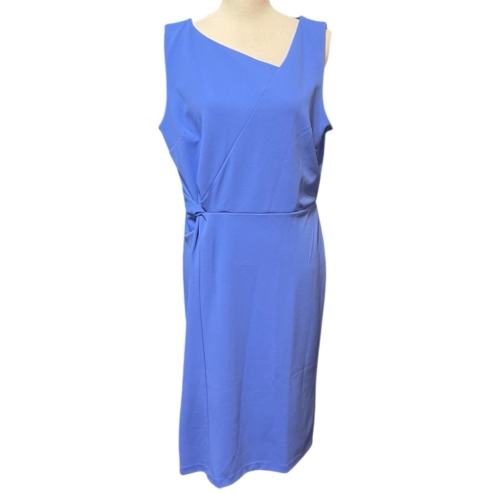 NWT Talbots‎ Light Blue Asymmetrical Neckline Sleeveless Shift Dress Women's 12